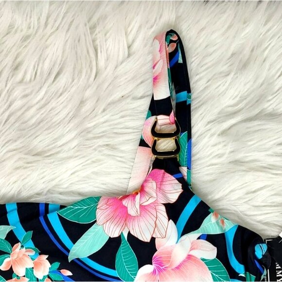 La Blanca One Piece Swimsuit 12 One Shoulder Floral Tropical NEW - Picture 6 of 8